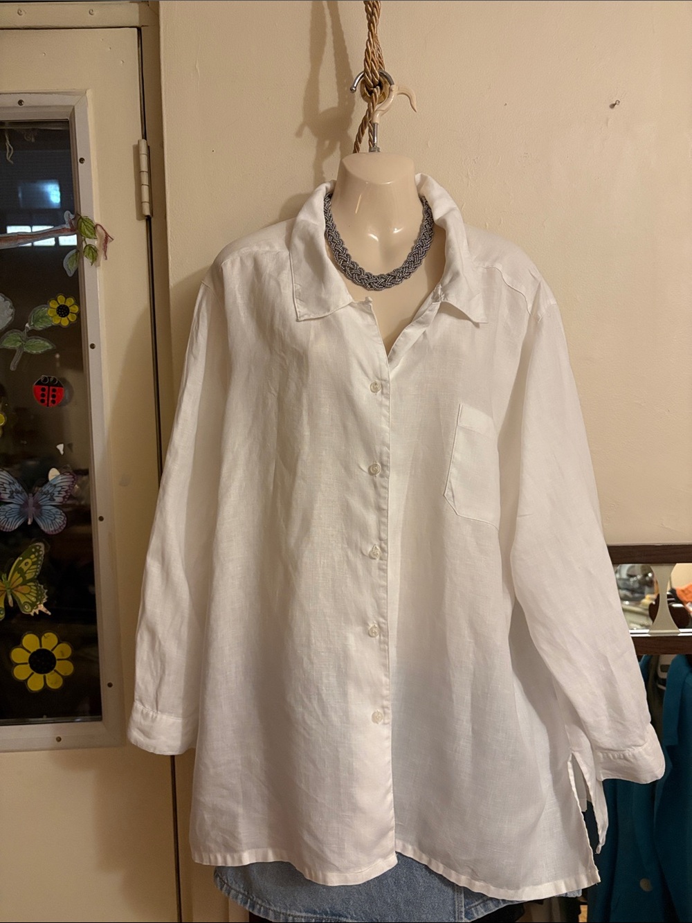 Addition Elle White Linen Button-Front Shirt